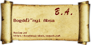 Bogdányi Absa névjegykártya